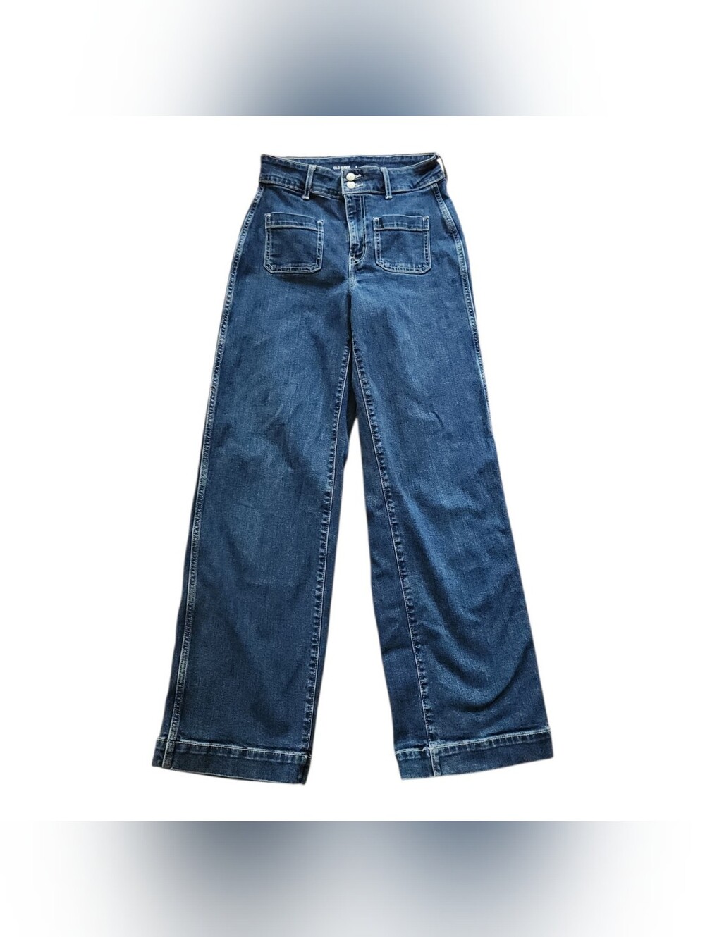 Old Navy Jeans Women’s Medium Wash Extra High Rise Sky Hi Wide Leg Size 2